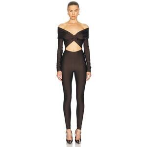 The Andamane Kendall Jumpsuit Off Shoulder Twist Front Catsuit Party Sexy L